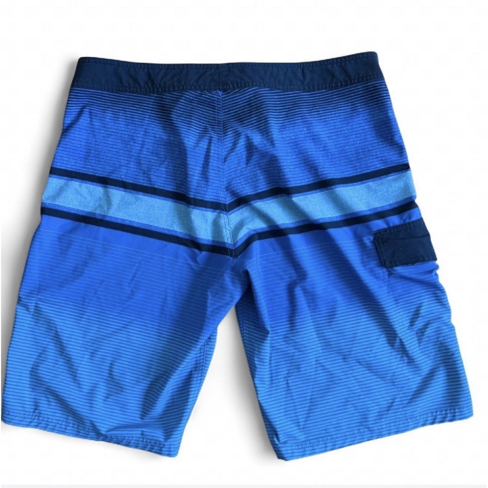 OP OPFlex Men's Board Shorts 4-Way Stretch Drawstring Striped Blue 34 Regular